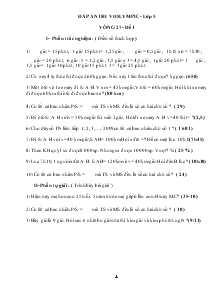 Đáp án thi violympic - Lớp 5 Vòng 27 - Đề 1