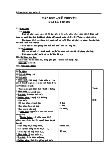 Kế hoạch bài dạy môn Tập đọc Lớp 3A Tuần 19