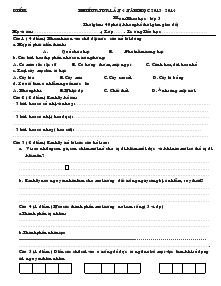 Phiếu kiểm tra định kì lần 4 Năm học 2013 - 2014 Môn: Khoa học - Lớp 5