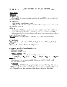 Giáo án Hóa học 9 - Tiết 14, Bài 9: Axit Nitric và muối Nitrat (Tiết 1)