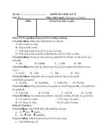 Kiểm tra học kỳ II môn Hóa học 8