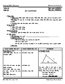 Giáo án Hình học 6 - Tiết 26, Bài 9: Tam giác - Hồ Viết Uyên Nhi