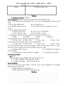 Giáo án Hóa học 9 - Tiết 50: Kiểm tra 1 tiết
