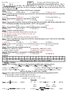 Kiểm tra Hóa học 9 - 15 phút - Học kỳ II - Đề 1