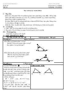 Bài giảng môn Hình học 7 - Tuần 10 - Tiết 20: Hai tam giác bằng nhau
