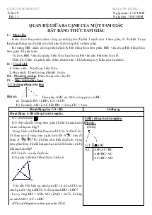 Bài giảng môn Hình học 7 - Tuần 29 - Tiết 51: Quan hệ giữa ba cạnh của một tam giác bất đẳng thức tam giác