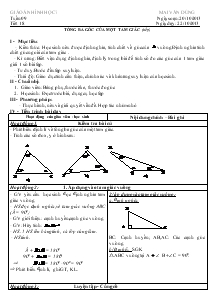 Bài giảng môn Hình học 7 - Tuần 9 - Tiết 18: Tổng ba góc của một tam giác (tiếp)