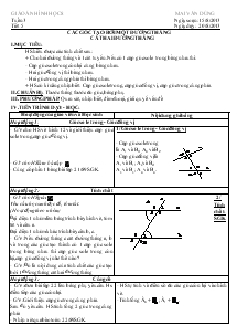 Bài giảng môn Hình học 8 - Tuần 3 - Tiết 5: Các góc tạo bởi một đường thẳng cắt hai đường thẳng