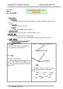 Bài giảng môn Hình học 6 - Bài 6 - Tiết 20 - Tuần 25: Tia phân giác của một góc
