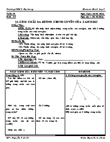 Bài giảng môn Hình học 7 - Tuần 29 - Tiết 53: Tính chất ba đường trung tuyến của tam giác