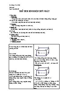 Bài giảng môn Hình học 8 - Tiết 57: Thể tích hình hộp chữ nhật