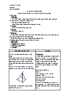 Bài giảng môn Hình học 8 - Tiết 63: Hình chóp đều hình chóp đều và hình chóp cụt đều