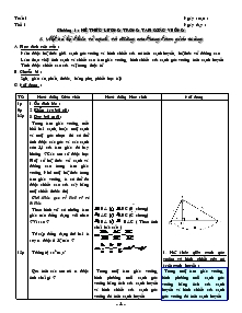 Giáo án Hình học 9 - Chương 1: Hệ thức lượng trong tam giác vuông - Tiết 1: Một số hệ thức về cạnh và đường cao trong tam giác vuông