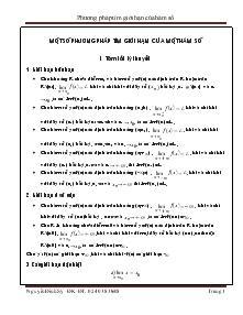 Bài giảng Đại số 11 - Một số phương pháp tìm giới hạn của một hàm số