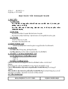 Bài giảng Tuần 27  - Tiết 51: Học toán với Toolkit Math (tiếp)