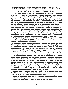 Chuyên đề Đổi mới phương pháp dạy học môn giáo dục công dân