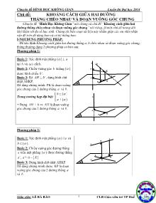 Chuyên đề Hình học không gian - Chủ đề: Khoảng cách giữa hai đường thẳng chéo nhau và đoạn vuông góc chung