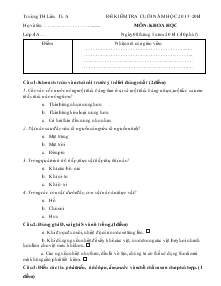 Đề kiểm tra cuối năm học 2013-2014 môn: khoa học