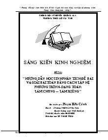 Đề tài Hướng dẫn học sinh phân tích đề bài và giải bài toán bằng cách lập hệ phương trình - Dạng toán: làm chung - làm riêng