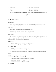 Giáo án Giáo dục công dân 6 - Bài 12: Công dân với tình yêu hôn nhân và gia đình (tiết 2)