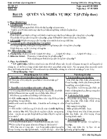 Giáo án Giáo duc công dân 6 - Bài 15: Quyền và nghĩa vụ học tập (tiếp theo)