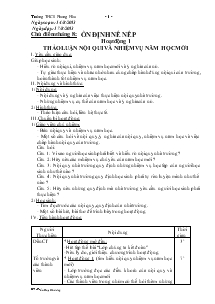 Giáo án Giáo dục công dân 6 - Chủ điểm tháng 8: Ôn định nề nếp