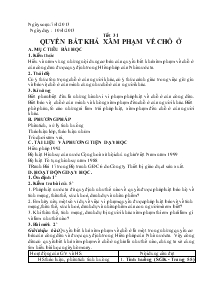 Giáo án Giáo dục công dân 6 - Tiết 31: Quyền bất khả xâm phạm về chỗ ở