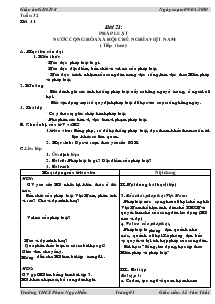 Giáo án Giáo dục công dân 8 - Bài 21: Pháp Luật Nước Cộng Hòa Xã Hội Chủ Nghĩa Việt Nam ( Tiếp Theo )