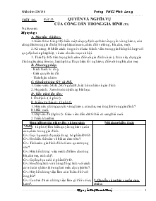 Giáo án Giáo dục công dân lớp 8 - Tiết 15 - Bài 12: Quyền Và Nghĩa Vụ Của Công Dân Trong Gia Đình (tiết 2)