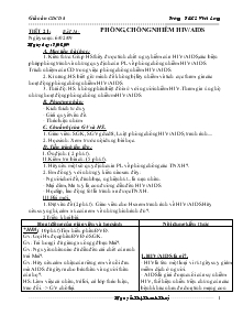 Giáo Án Giáo Dục Công Dân Lớp 8 - Tiết 21 - Bài 14 : Phòng, Chống Nhiễm HIV/AIDS