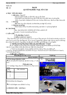 Giáo án Giáo dục công dân lớp 8 - Tuần 26 - Tiết 25 - Bài 18: Quyền Khiếu Nại, Tố Cáo