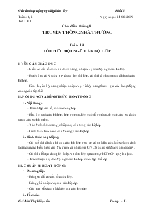 Giáo án hoạt động ngoài giờ - Chủ điểm tháng 9: Truyền thống nhà trường - Tuần 1, 2: Tổ chức đội ngũ cán bộ lớp