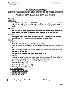 Giáo án hoạt động ngoài giờ lên lớp 6 - Chủ đề hoạt động tháng 9: Thanh niên học tập, rèn luyện vì sự nghiệp công nghiệp hóa, hiện đại hóa đất nước