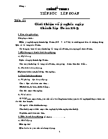 Giáo án hoạt động ngoài giờ lên lớp 6 - Tiết 13: Giới thiệu về ý nghĩa ngày thành lập Đoàn 26 - 3