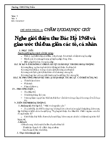 Giáo án hoạt động ngoài giờ lên lớp 6 - Trường THCS Thị Trấn - Nghe giới thiệu thư Bác Hồ 1968 và giao ước thi đua giữa các tổ, cá nhân