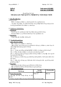 Giáo án hoạt động ngoài giờ lên lớp, lớp 7 - Tiết 2: Thảo luận nội qui và nhiệm vụ năm học mới