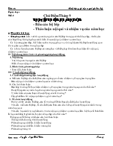 Giáo án Hoạt động ngoài giờ lên lớp lớp 8 - Tiết 1: Bầu cán bộ lớp - Thảo luận nội qui và nhiệm vụ của năm học