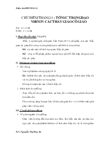 Giáo án hoạt động ngoài giờ lớp 6 - Chủ điểm tháng 11: Tôn sư trọng đạo nhớ ơn các thầy giáo cô giáo