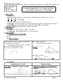 Giáo án Toán học 9 - Trường THCS Nguyễn văn Linh - Tiết 2: Một số hệ thức về cạnh và đường cao trong tam giác vuông (tiếp)