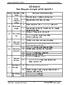 Kế hoạch hoạt động giáo dục ngoài giờ lên lớp khối 6 năm 2012 - 2013
