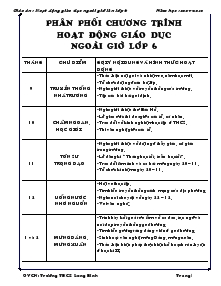 Phân phối chương trình hoạt động giáo dục ngoài giờ lớp 6