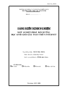 Sáng kiến kinh nghiệm Một số biện pháp bồi dưỡng học sinh giỏi giải toán trên Internet