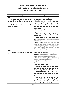 Đề cương ôn tập học kì II môn Giáo dục công dân lớp 7 năm học: 2011 - 2012
