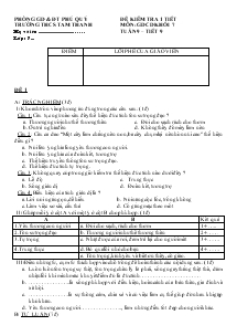 Đề kiểm tra 1 tiết môn: Giáo dục công dân khối 7 - Tuần 9 – Tiết 9 trường THCS Tam Thanh