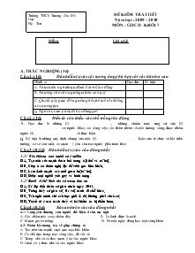 Đề kiểm tra 1 tiết năm học: 2009 - 2010 môn: Giáo dục công dân – Khối 7