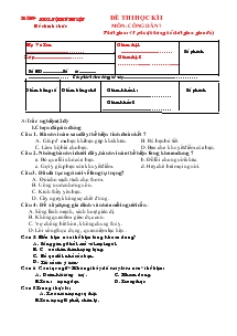 Đề thi học kì I môn: Công dân 7 Trường PTDTNT huyện
