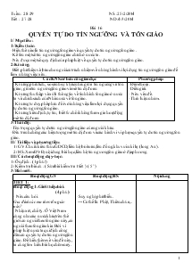 Giáo án Giáo dục công dân 7 - Bài 16: Quyền tự do tín ngưỡng và tôn giáo