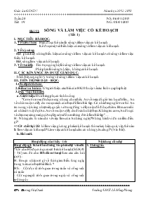 Giáo án Giáo dục công dân 7 - Tiết 19 - Bài 12: Sống và làm việc có kế hoạch