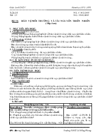 Giáo án Giáo dục công dân 7 - Tiết 23 - Bài 14: Bảo vệ môi trường và tài nguyên thiên nhiên (tiếp theo)