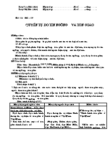 Giáo án Giáo dục công dân lớp 7 - Bài 16 - Tiết 27: Quyền tự do tín ngưỡng và tôn giáo